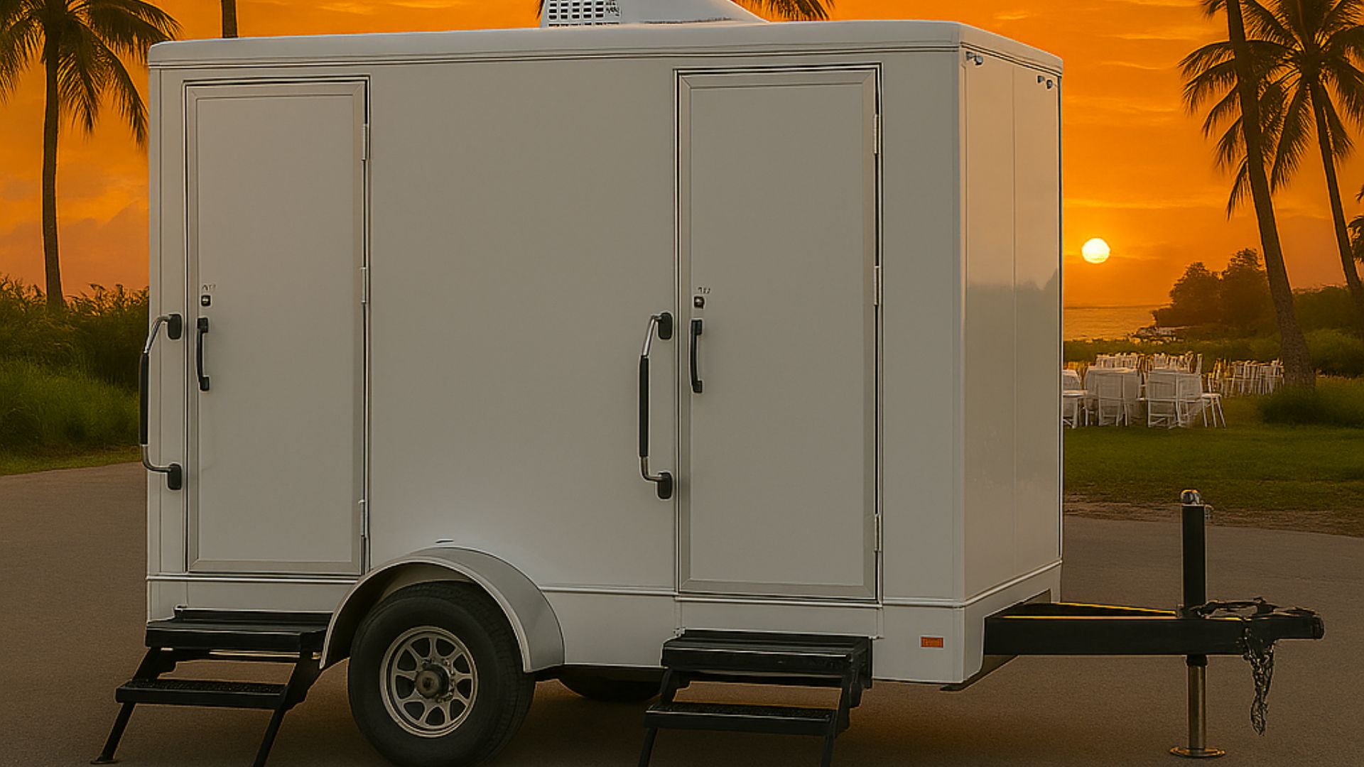 luxury restroom trailer at a wedding in Wauchula, florida