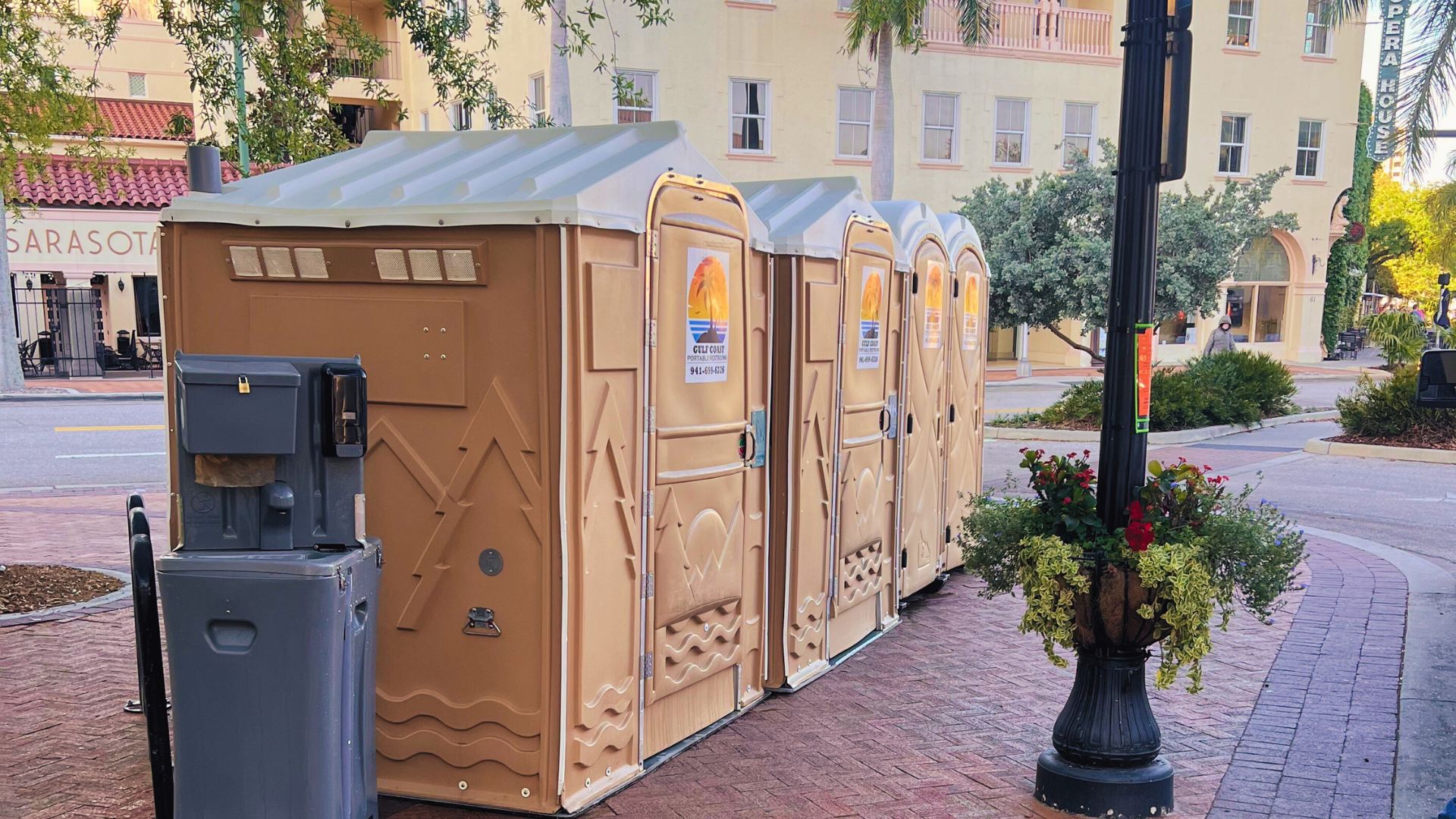 four portable toilets set up at event in Wauchula florida